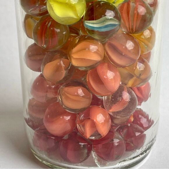Vintage Multi Color Cat’s Eye Banana Glass Toy Marble  Jar - Picture 11 of 14